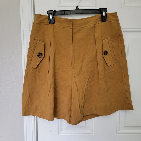 NWT Sage & Citrus Gold Dressy Pleated Shorts Button Accents High Rise Size XL - Picture 1 of 10